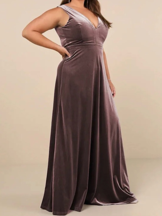 Lulus Dresses & Skirts - Lulus V-Neck Velvet Evening Gown in Mauve  size large NWT